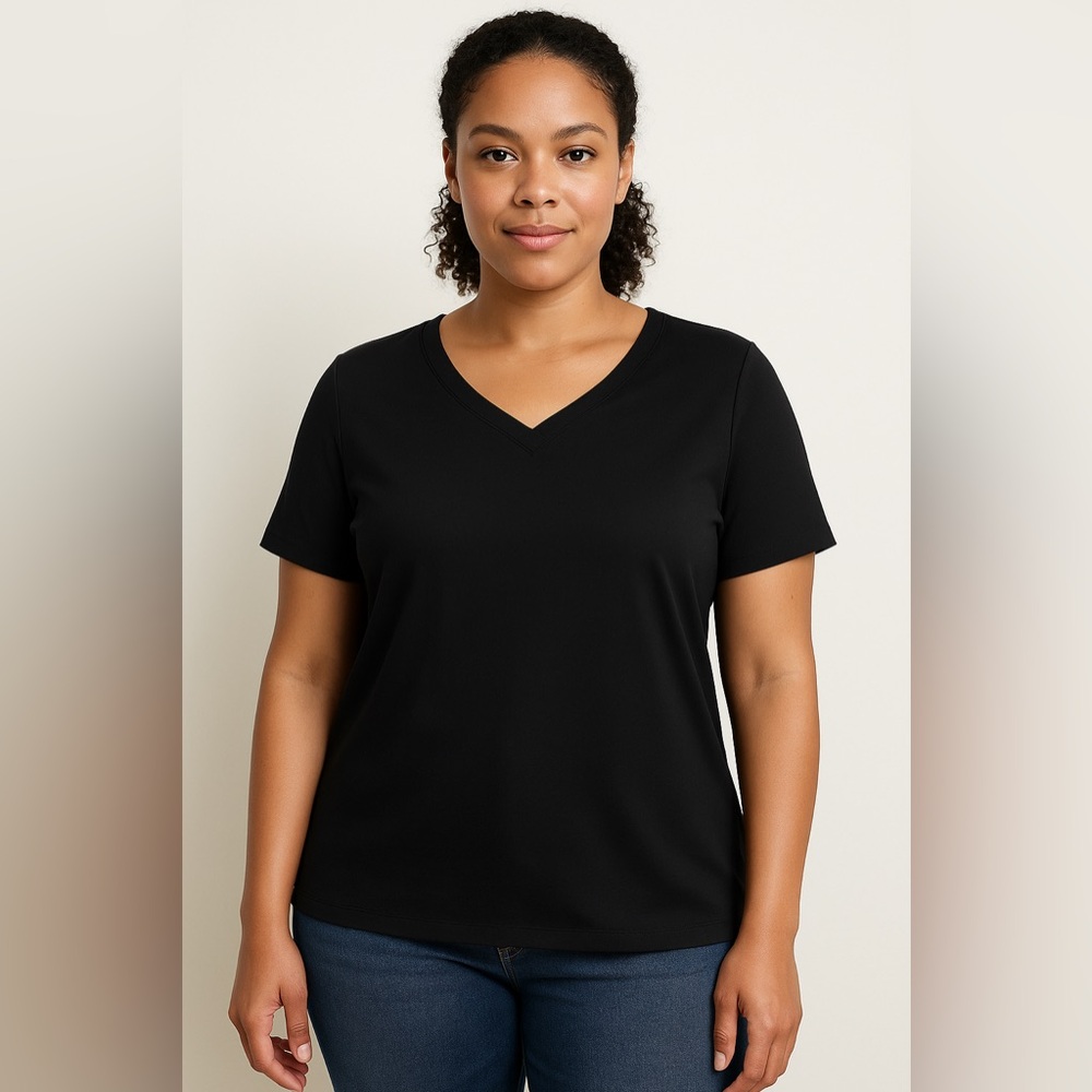 ✨ Talbots Plus Petite Pima Cotton Tee Black 1Xp | Premium Soft Knit Top